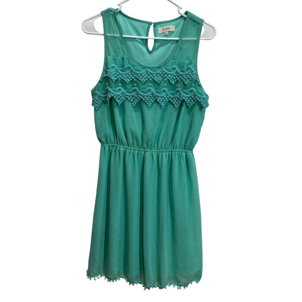 Umgee Women M Teal Knit Front Sundress Spring Summer
